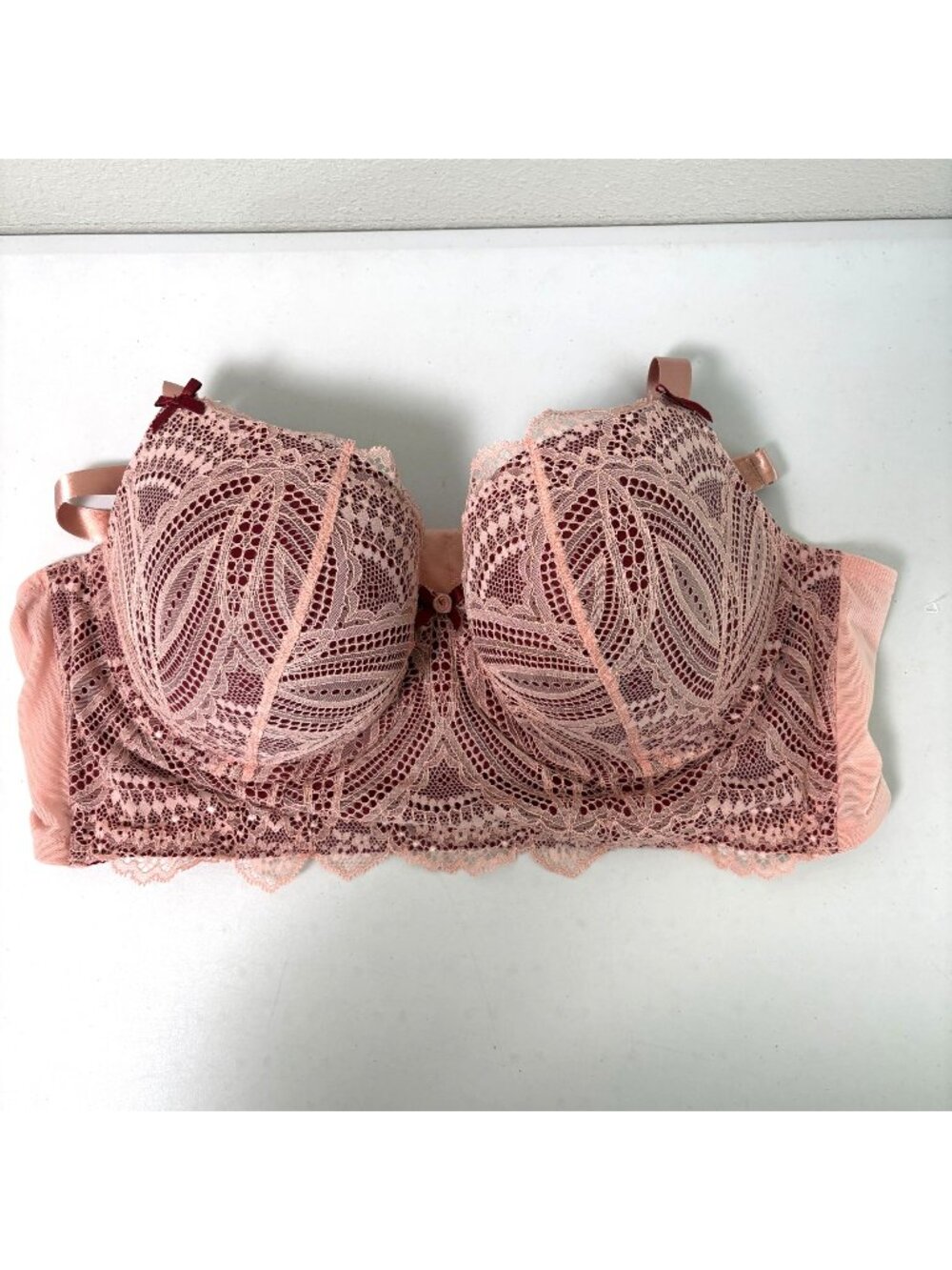 Cacique Boost Balconette Bra Size 46C Pink Lace Padded Underwire